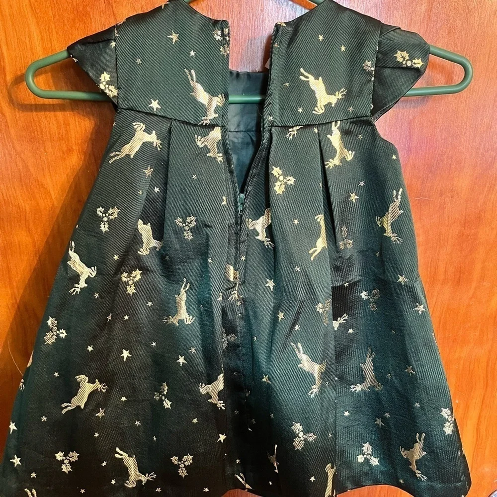 Bonnie baby 24mth reindeer dark green Christmas dress